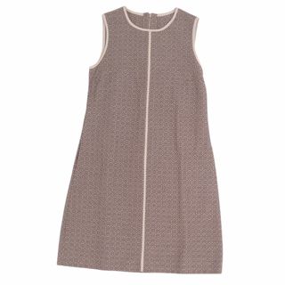 マックスマーラ(Max Mara)の美品 エスマックスマーラ S Max Mara ワンピース ドレス ノースリーブ 総柄 トップス レディース JI40 USA6 FB38(M相当) ベージュ/ブラウン(ひざ丈ワンピース)