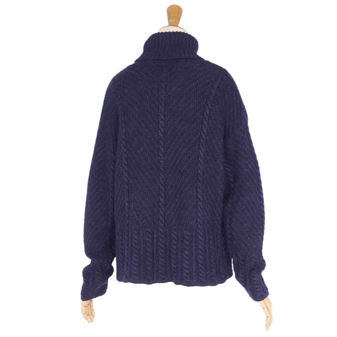 美品 Vintage フェンディ FENDI ニット セーター ロングスリーブ タートルネック ウール アルパカ トップス レディース JI42 FB40 GB12(M相当) ネイビー 美品 Vintage フェンディ FENDI ニット セーター ロングスリーブ タートルネック ウール アルパカ トップス レディース JI42 FB40 GB12(M相当) ネイビー