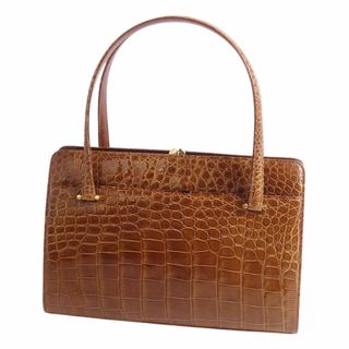 クロコダイル(Crocodile)のクロコダイル CROCODILE バッグ ハンドバッグ トートバッグ シャイニークロコ ワニ革 カバン レディース ブラウン(ハンドバッグ)