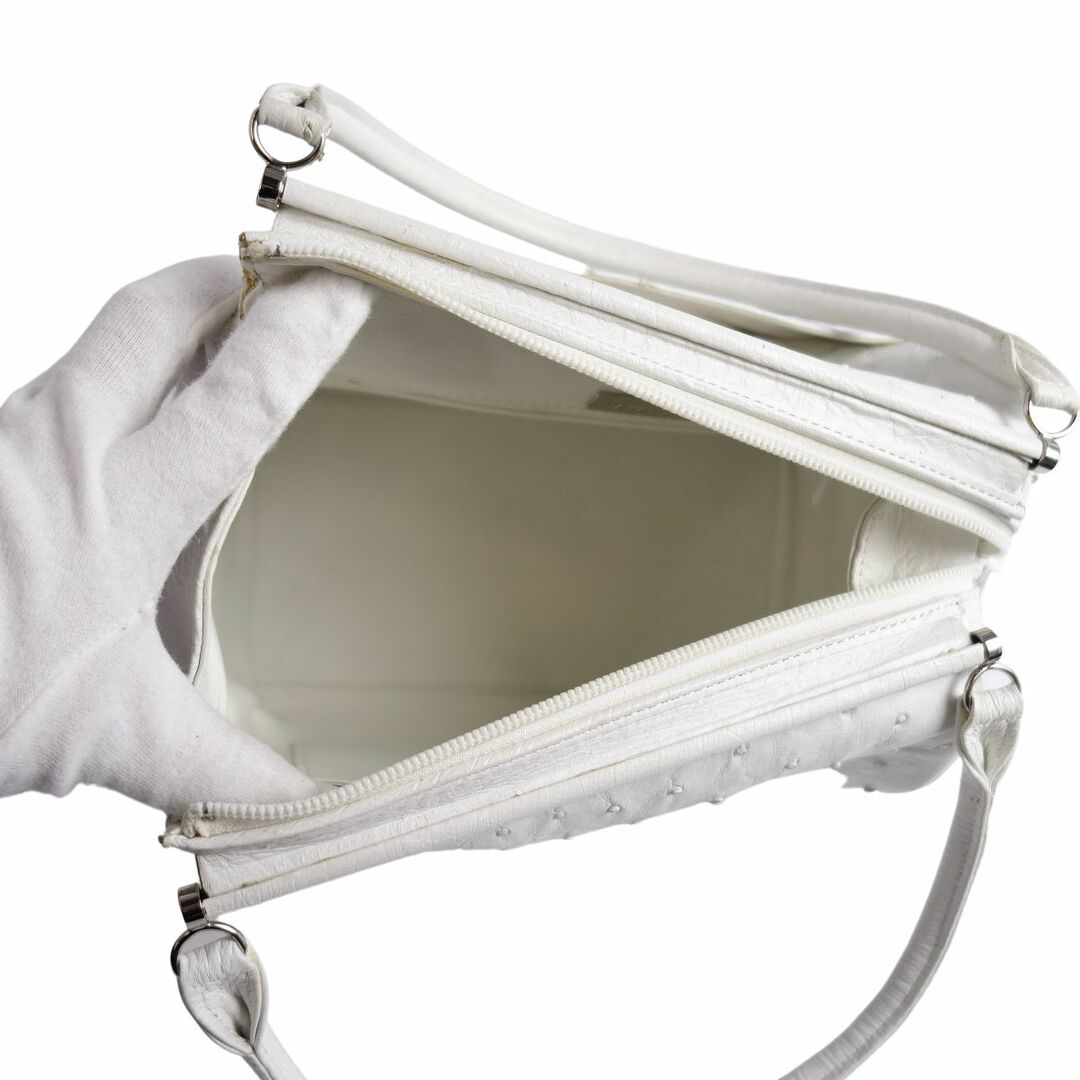 OSTRICH(オーストリッチ)のオーストリッチ OSTRICH バッグ ミニ ハンドバッグ トートバッグ エキゾチックレザー カバン レディース ホワイト レディースのバッグ(ハンドバッグ)の商品写真