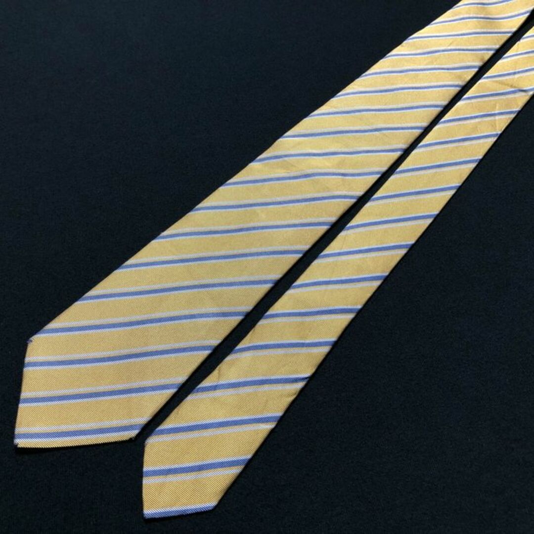 LUIGI BORRELLI(ルイジボレッリ)のルイジボレッリ レジメンタル イエロー ネクタイ A102-Q19 メンズのファッション小物(ネクタイ)の商品写真