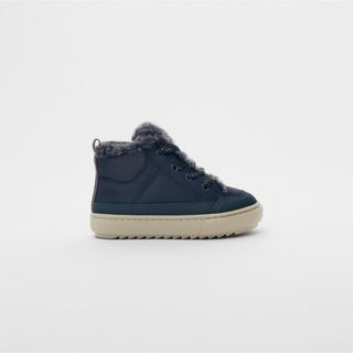 ザラキッズ(ZARA KIDS)のZARA ライニングキルティングハイカ ットスニーカー ブルー(スニーカー)