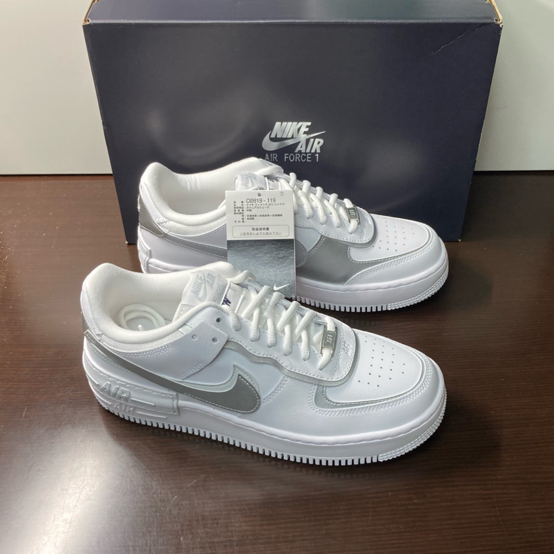 【新品26.5cm相当】NIKE W エアフォース1シャドウ ホワイト/シルバー