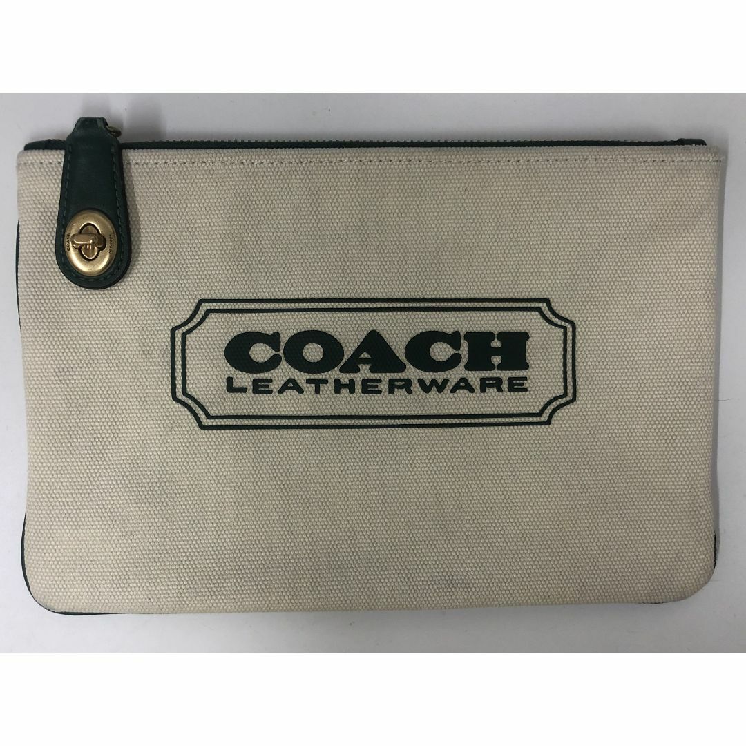 (1766) COACH コーチ キャンバスラッチバッグ フラットバッグ ポーチ