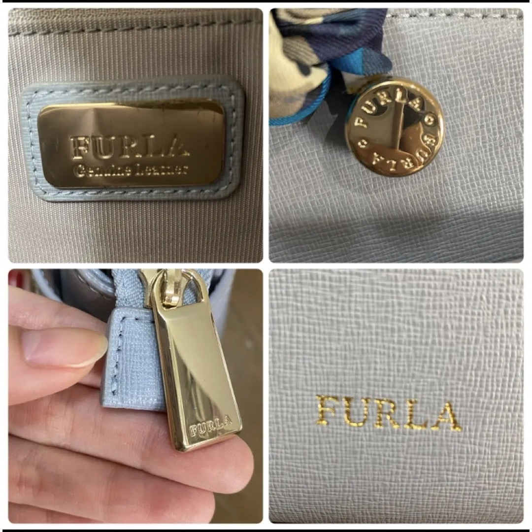 フルラ パイパー 2wayバッグ くすみブルー、スカーフ付き フルラ パイパー 2wayバッグ くすみブルー、スカーフ付き