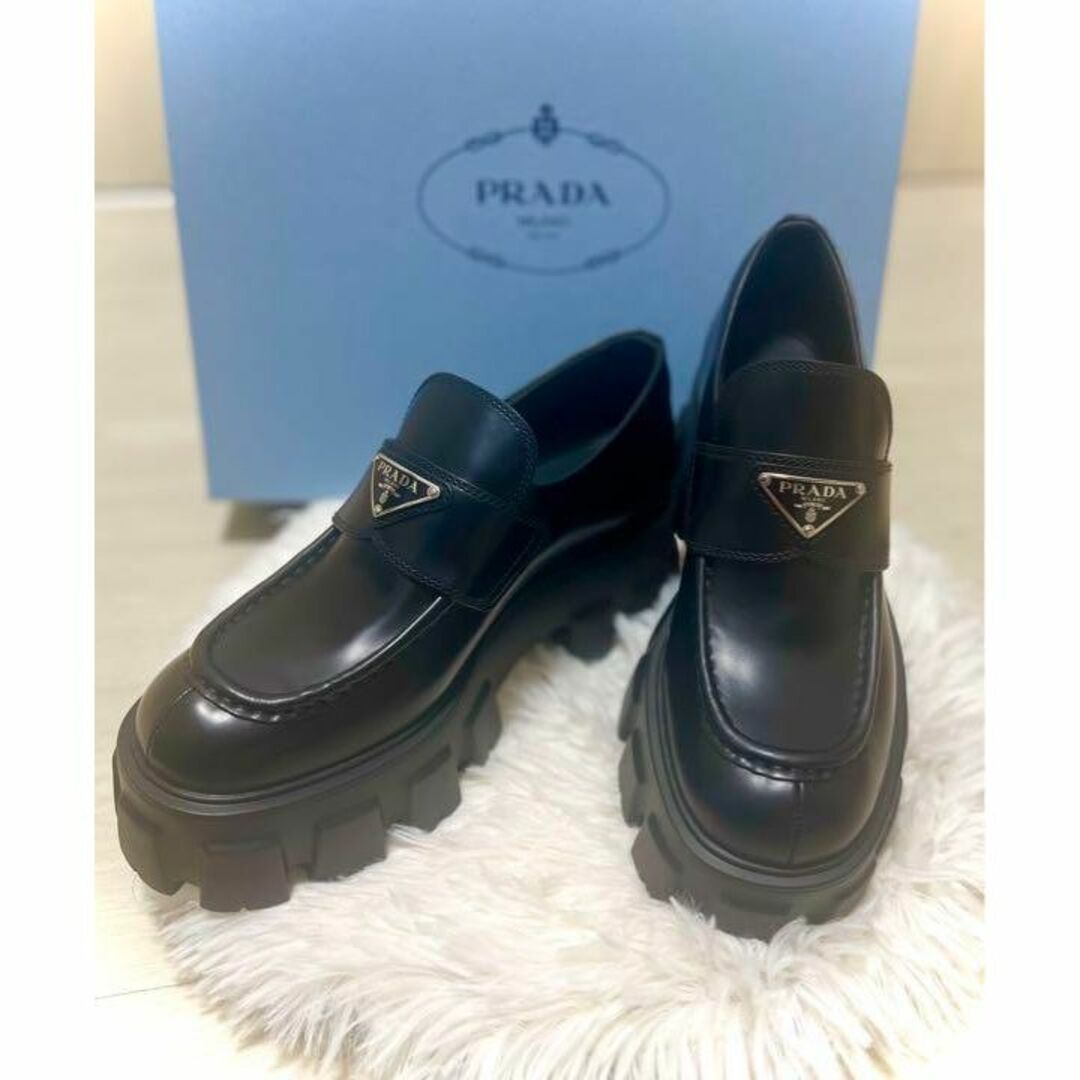 PRADA 靴 ローファー 三角ロゴ 厚底 モノリス 箱袋付き - 通販 - hydro