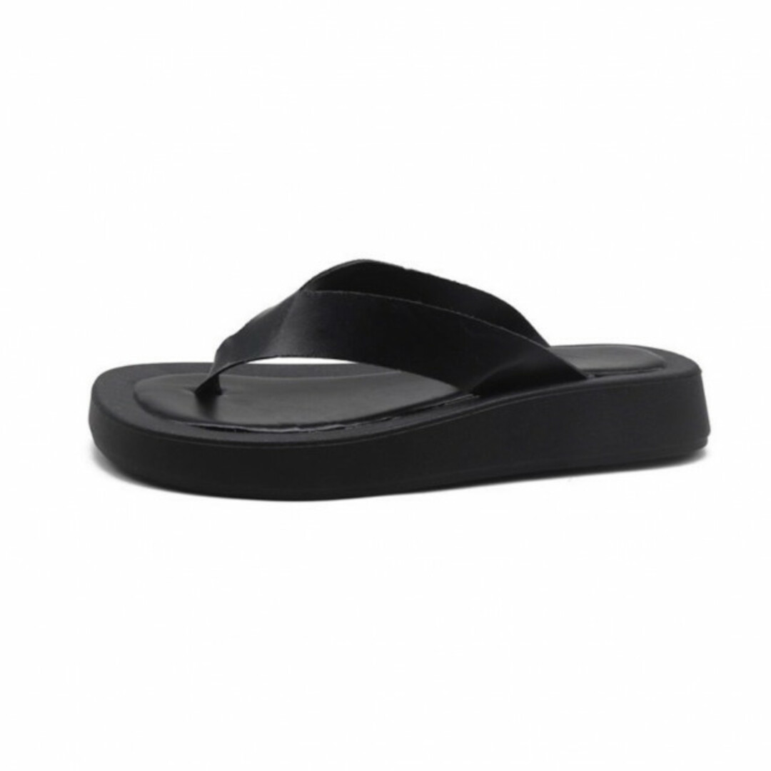 厚底 プラットフォーム サンダル 黒 36 フラット 靴 春物 夏物 フレーム レディースの靴/シューズ(サンダル)の商品写真