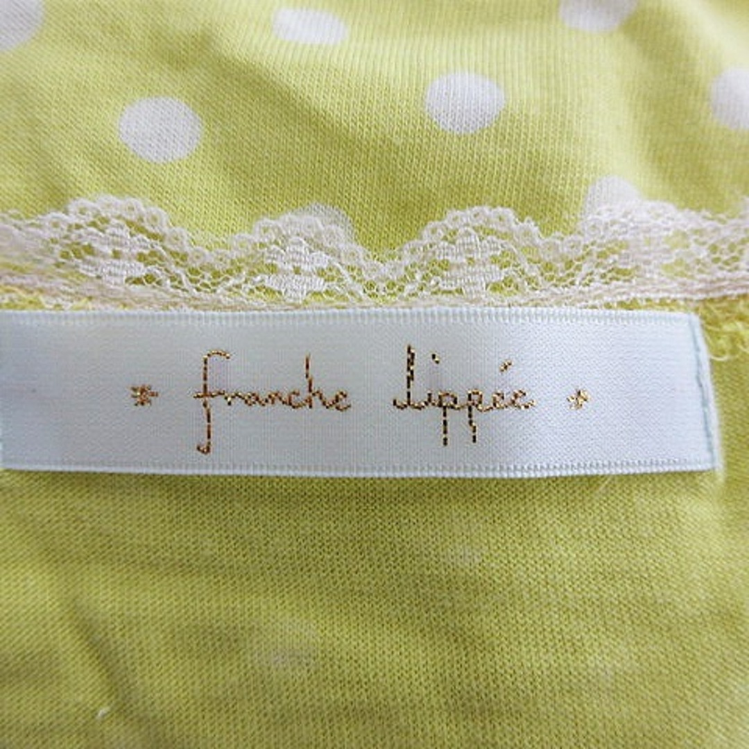 franche lippee(フランシュリッペ)のフランシュリッペ カットソー ノースリーブ Uネック 切替 レース 総柄 M 黄 レディースのトップス(カットソー(半袖/袖なし))の商品写真