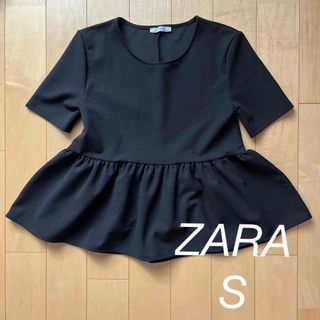 ザラ(ZARA)のZARA ぺプラムTシャツ　ブラック　S zara ザラ(Tシャツ(半袖/袖なし))