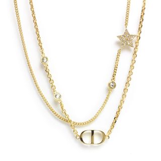 新着 - 【美品】クリスチャンDiorロゴストーンネックレス ゴールド