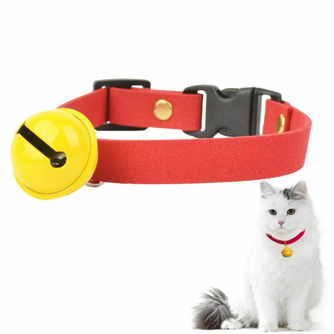 猫 首輪 鈴 赤 ネコ 首輪 猫くびわ 黄色い鈴付き かわいい サイズ調節可能