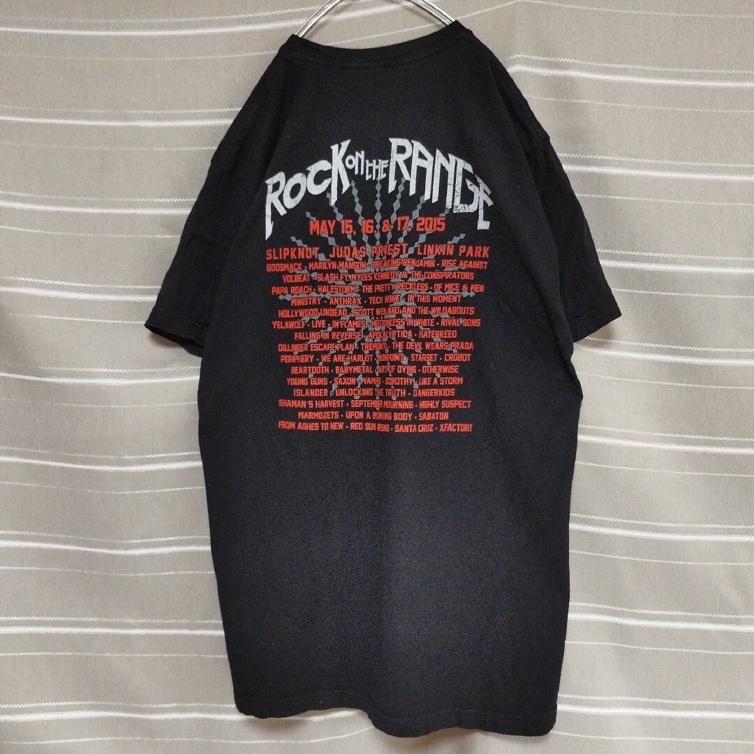 MUSIC TEE(ミュージックティー)のロックオンザレンジバンドTシャツtシャツバンt音楽フェスロックUS古着黒デカロゴ メンズのトップス(Tシャツ/カットソー(半袖/袖なし))の商品写真