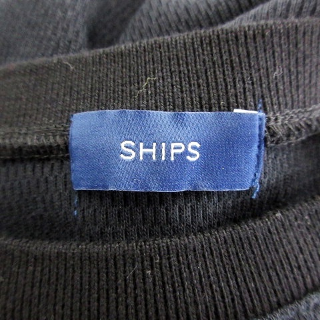 SHIPS(シップス)のシップス カットソー ノースリーブ ラウンドネック 薄手 コットン 無地 黒 レディースのトップス(カットソー(半袖/袖なし))の商品写真