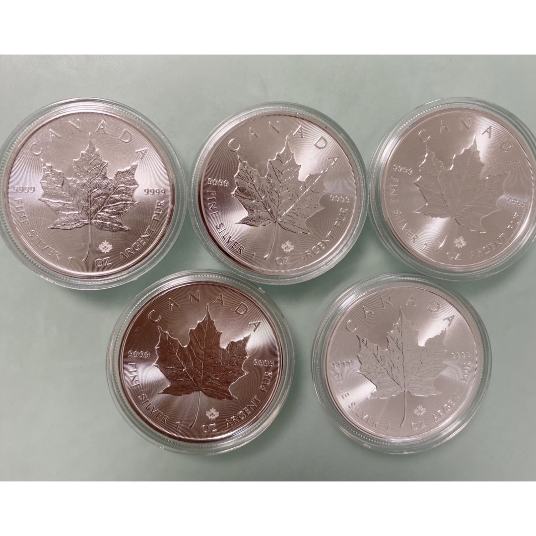 2020年 カナダ メイプル銀貨 1オンス カプセルケース付 5枚セット