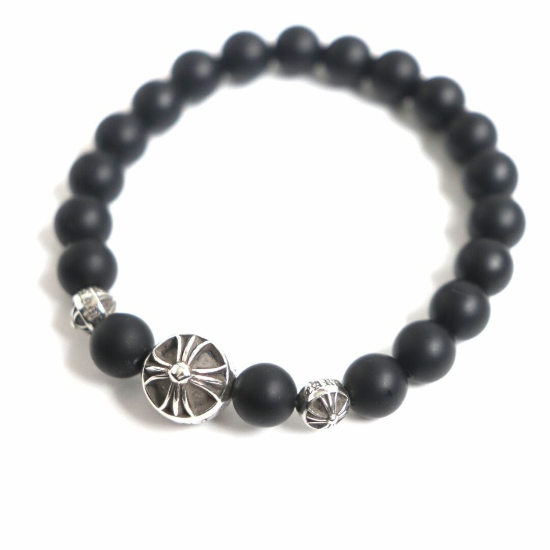 Chrome Hearts(クロムハーツ)の美品▼CHROME HEARTS クロムハーツ BEAD 8 クロスビーズ SV925 オニキス ブレスレット マットブラック×シルバー メンズ 総重量23.76g メンズのアクセサリー(バングル/リストバンド)の商品写真