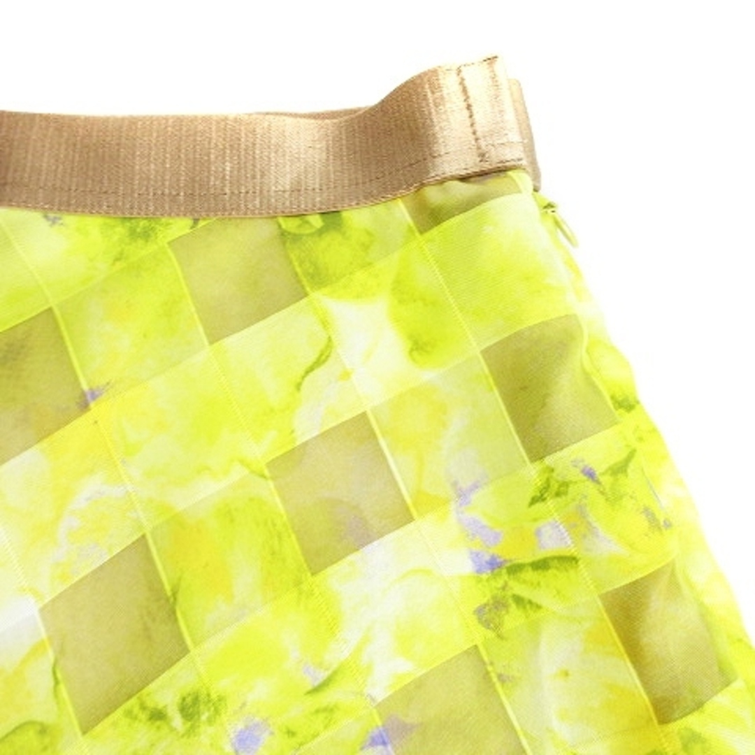 STRAWBERRY-FIELDS(ストロベリーフィールズ)のストロベリーフィールズ スカート フレア ミモレ丈 ウエストゴム 総柄 黄 紫 レディースのスカート(ロングスカート)の商品写真