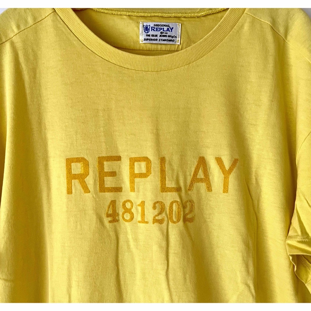 本物リプレイREPLAYコットンプリント半袖Tシャツメンズサーフアメカジ青S