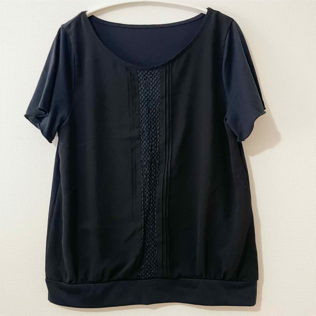 UNITED ARROWS green label relaxing(ユナイテッドアローズグリーンレーベルリラクシング)の黒 シフォンブラウス Tシャツ グリーンレーベル レディースのトップス(Tシャツ(半袖/袖なし))の商品写真