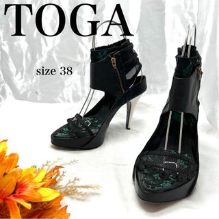 トーガ(TOGA)の【希少】TOGA トーガ 　ハイヒールサンダル　サイドジップ　レース　レザー(サンダル)