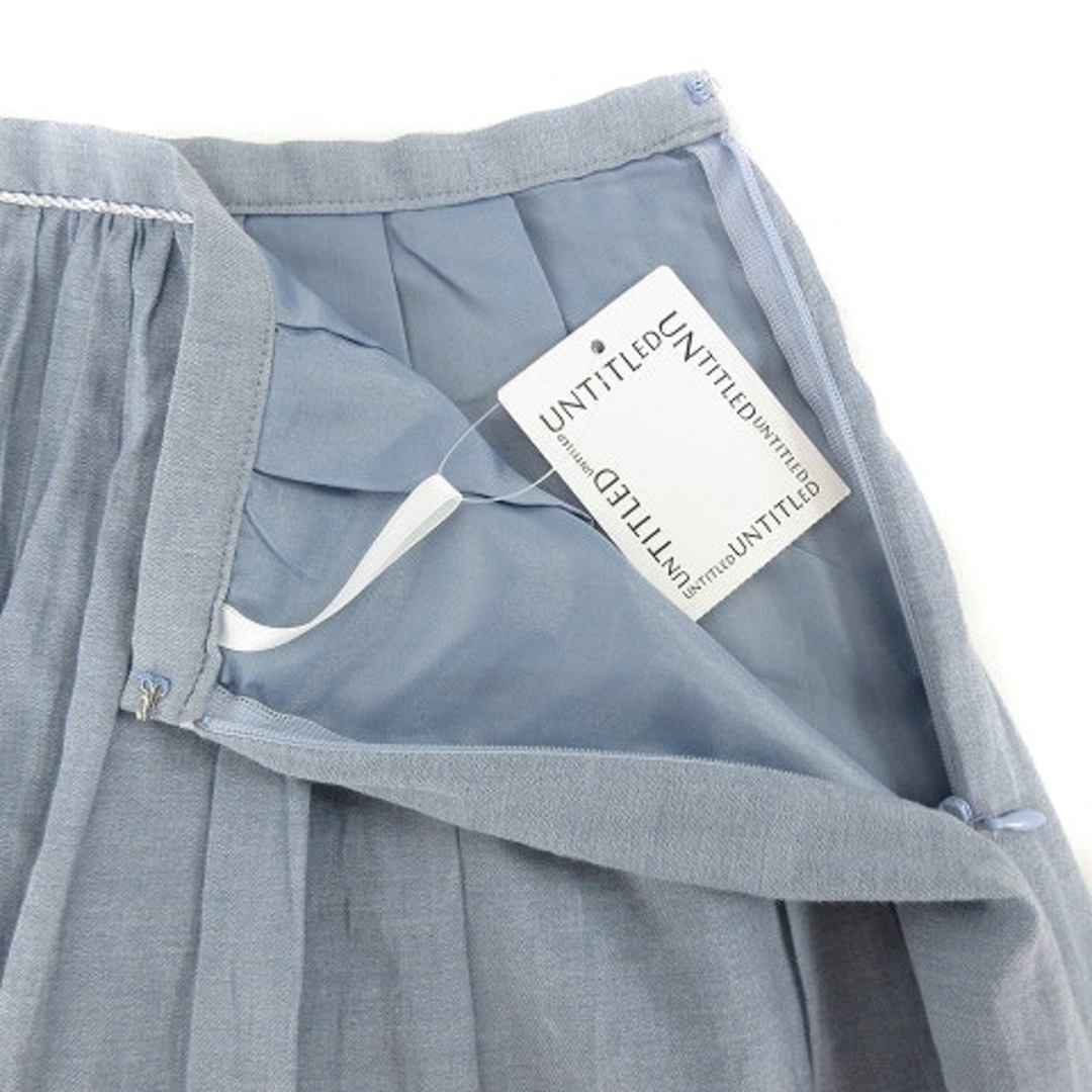 UNTITLED(アンタイトル)のアンタイトル スカート フレア ひざ丈 サイドファスナー 薄手 無地 2 青 レディースのスカート(ひざ丈スカート)の商品写真