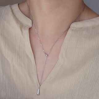 【シルバー】drop stainless necklace R5N001(ネックレス)