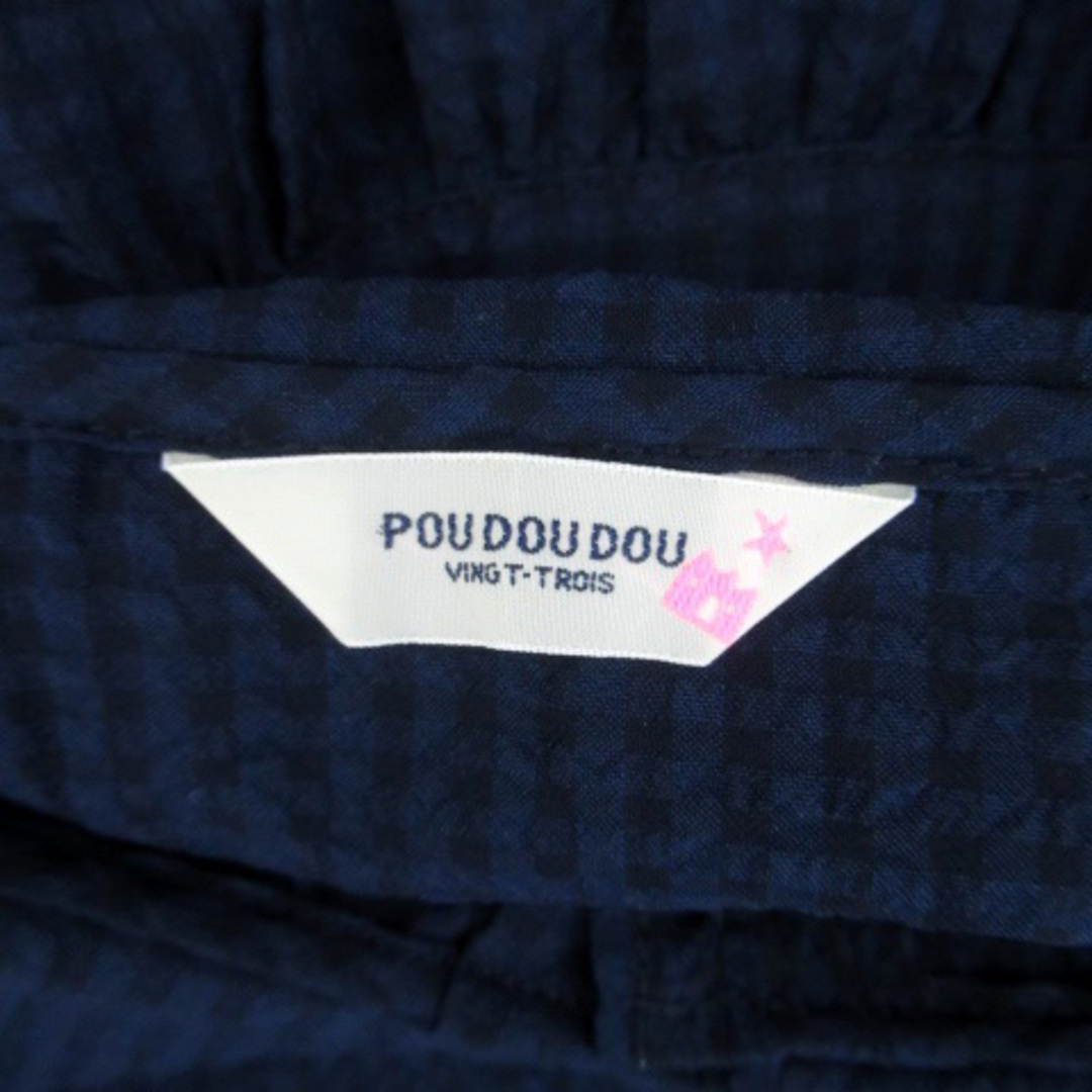POU DOU DOU(プードゥドゥ)のプードゥドゥ シャツ ブラウス ラウンドネック 半袖 M 紺 ネイビー レディースのトップス(シャツ/ブラウス(半袖/袖なし))の商品写真
