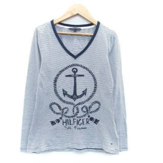 トミーヒルフィガー(TOMMY HILFIGER)のトミーヒルフィガー Tシャツ カットソー 長袖 ボーダー柄 M オフホワイト 紺(Tシャツ(長袖/七分))