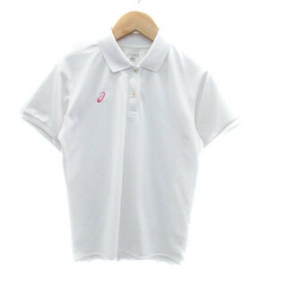 アシックス(asics)のアシックス ポロシャツ ポロカラー 半袖 ロゴ刺繍 M オフホワイト ピンク(ポロシャツ)