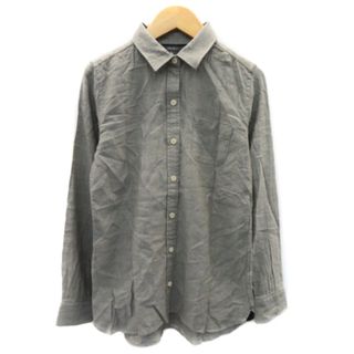 エディーバウアー(Eddie Bauer)のエディーバウアー シャツ ブラウス 長袖 ヘリンボーン柄 PXS グレー(シャツ/ブラウス(長袖/七分))