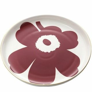 マリメッコ(marimekko)のマリメッコ　ウニッコ プレート 32cm ワインレッド×ゴールド　箱入り(グラス/カップ)