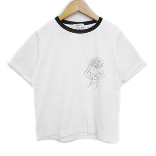 マウジー(moussy)のマウジー Tシャツ カットソー 半袖 クルーネック F 白 黒 /FF39(Tシャツ(半袖/袖なし))