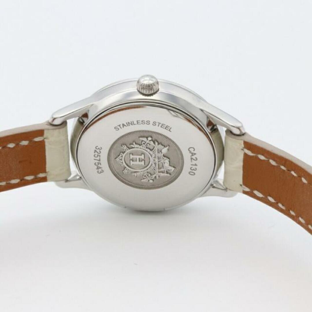 Hermes(エルメス)のスリム ドゥ エルメス レディース 腕時計 クオーツ SS アリゲーターマット シルバー オフホワイト ライトピンクギョーシェ文字盤 ダイヤベゼル T刻印 レディースのファッション小物(腕時計)の商品写真