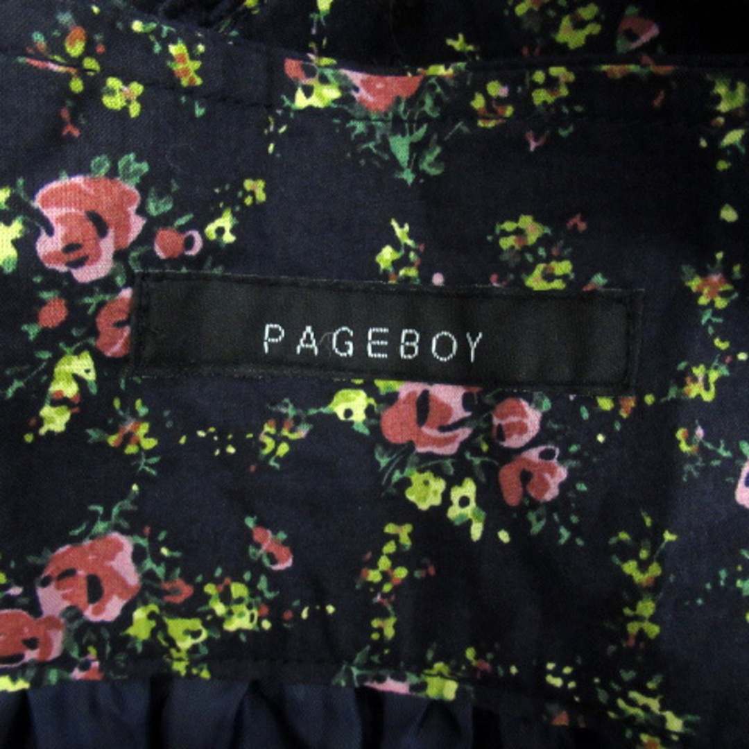 PAGEBOY(ページボーイ)のページボーイ ティアードワンピース ひざ丈 半袖 スクエアネック 花柄 M 紺 レディースのワンピース(ひざ丈ワンピース)の商品写真