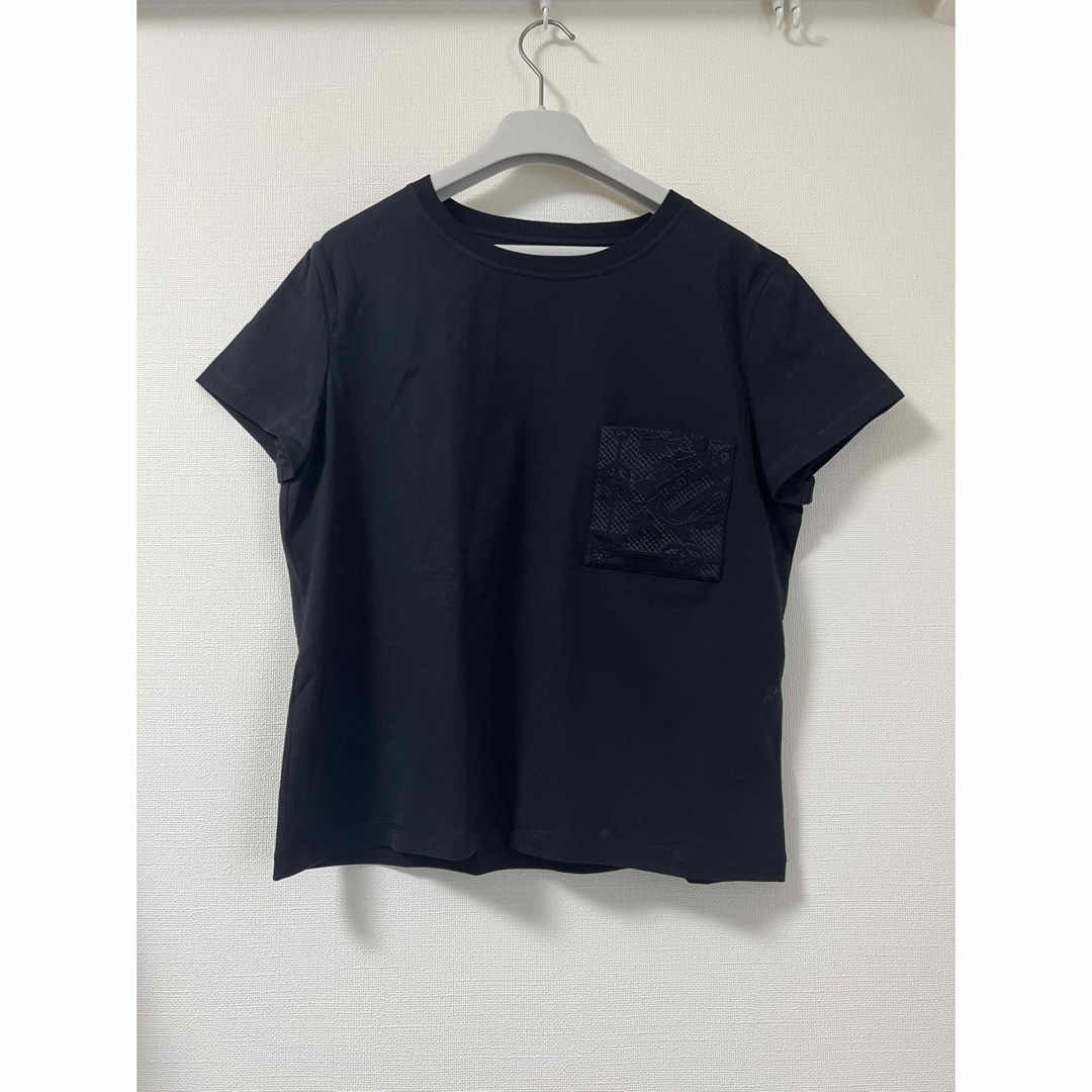 HERMES エルメス　Tシャツ　繍入りポケット　黒　42 新品未使用