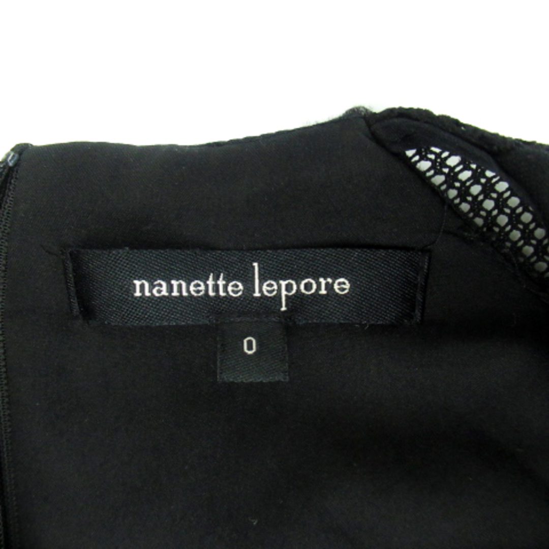 Nanette Lepore(ナネットレポー)のナネットレポー ワンピース ひざ丈 ノースリーブ ラウンドネック 0 グレー 黒 レディースのワンピース(ひざ丈ワンピース)の商品写真