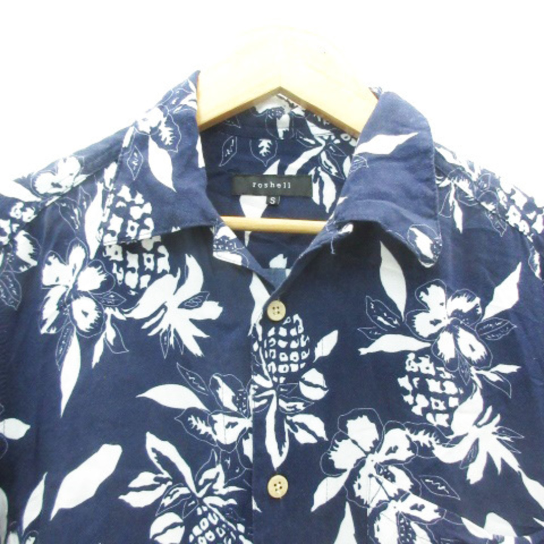 other(アザー)のロシェル  カジュアルシャツ 半袖 オープンカラー ボタニカル柄 S 紺 メンズのトップス(シャツ)の商品写真