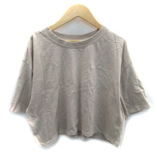 ザラ(ZARA)のザラ ZARA Tシャツ カットソー ショート丈 五分袖 M グレージュ(その他)