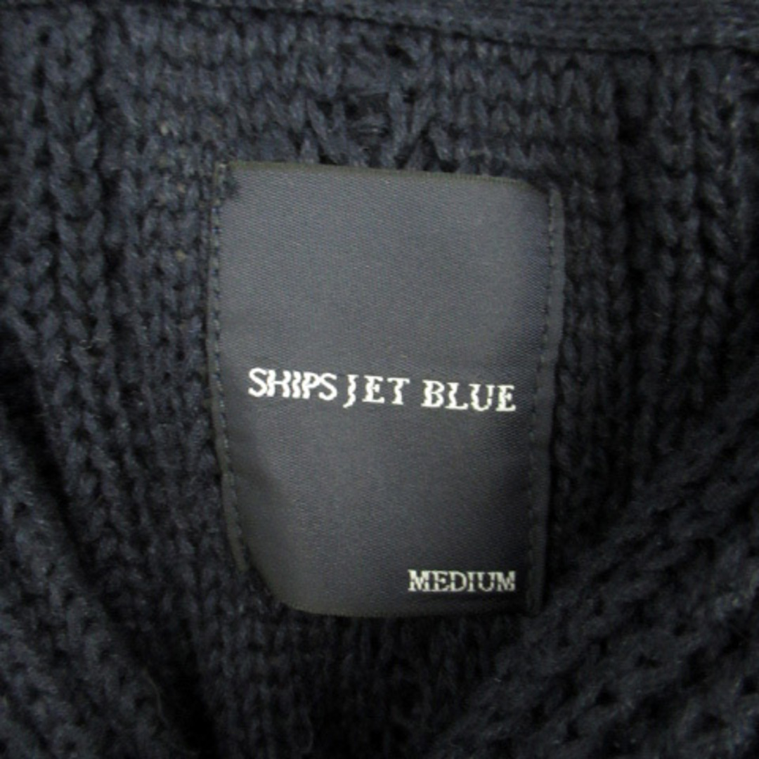 SHIPS JET BLUE(シップスジェットブルー)のシップスジェットブルー ニットカーディガン ケーブル編み リネン M 紺 メンズのトップス(カーディガン)の商品写真