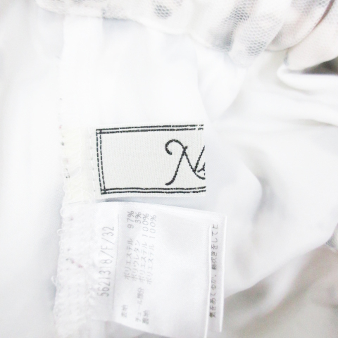 Noela(ノエラ)のノエラ チュールスカート プリーツスカート ひざ丈 総柄 F 白 黒 /FF46 レディースのスカート(ひざ丈スカート)の商品写真