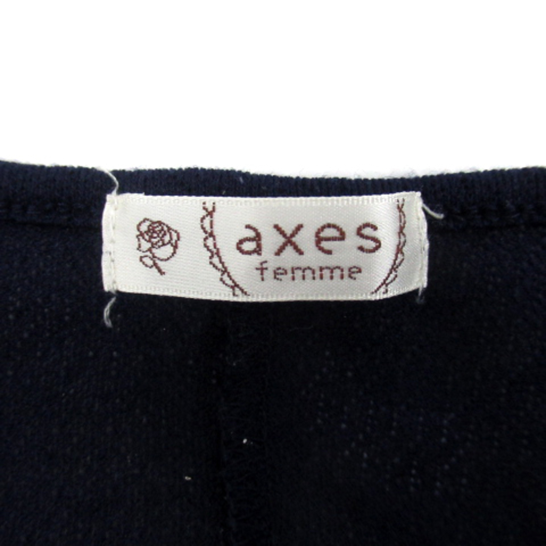axes femme(アクシーズファム)のアクシーズファム カーディガン ミドル丈 七分袖 前開き レース リボン M 紺 レディースのトップス(カーディガン)の商品写真