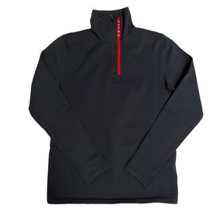 prada technical jersey half zip knit