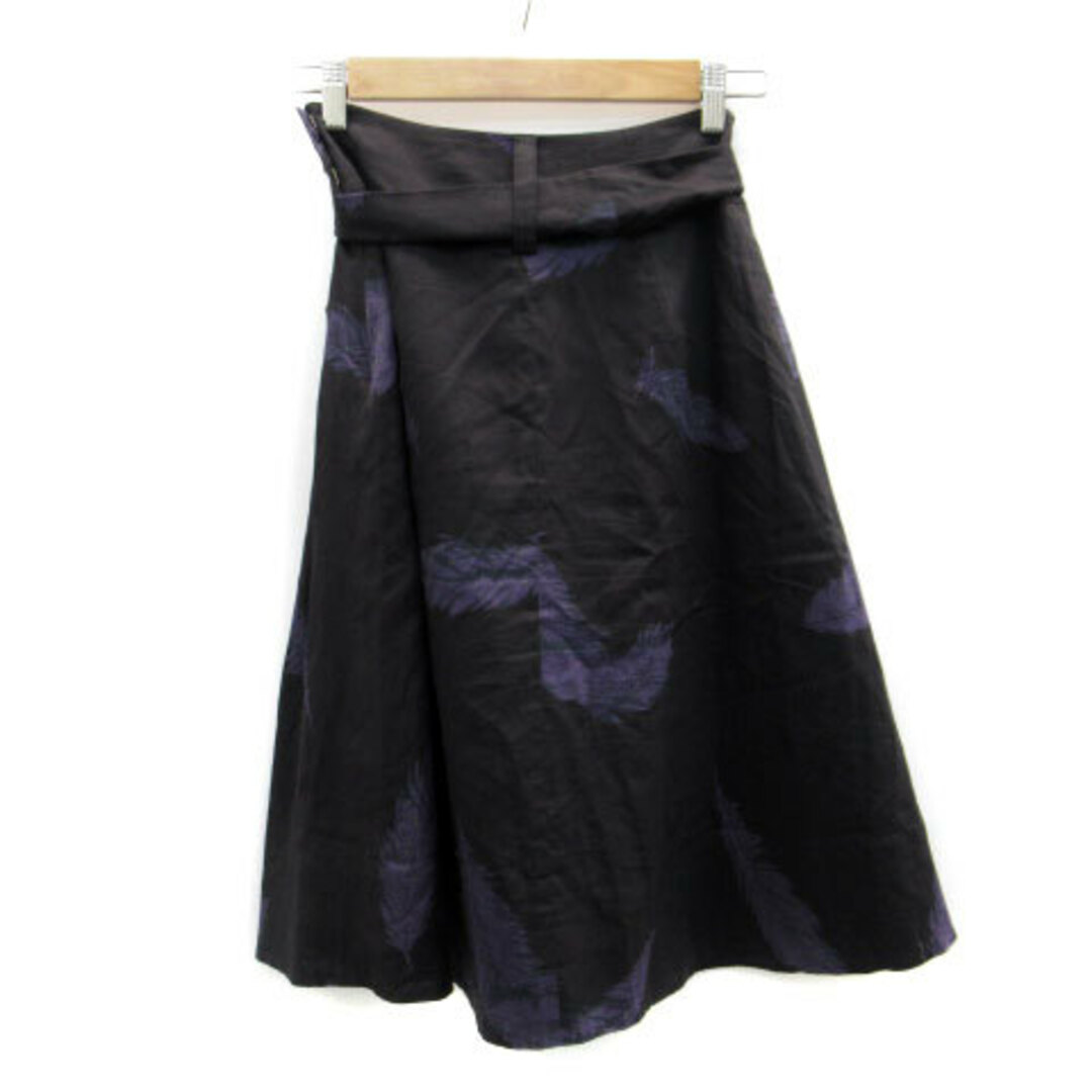 MARC JACOBS(マークジェイコブス)のマークジェイコブス フレアスカート ミモレ丈 総柄 リボン付き 2 ブラック 黒 レディースのスカート(ひざ丈スカート)の商品写真