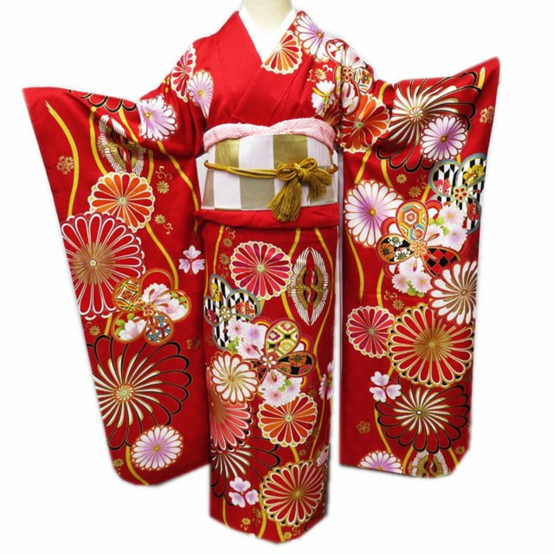 振袖 着物 中古 リサイクル 正絹 袷 金駒刺繍 花模様 菊 梅 地 振袖 着物 中古 リサイクル 正絹 袷 金駒刺繍 花模様 菊 梅 地