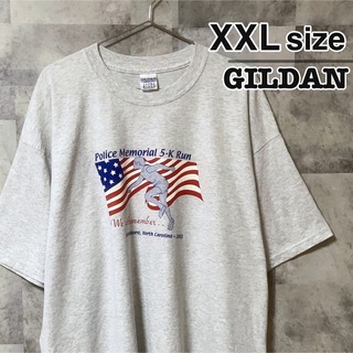 ギルタン(GILDAN)のGILDAN　Tシャツ　グレー　ホワイト　企業　ロゴ　2003年製　USA古着(Tシャツ/カットソー(半袖/袖なし))