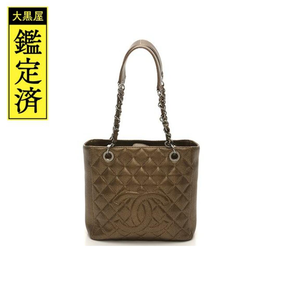 CHANEL - シャネル　ＰＳＴトートバッグ　メタリックブロンズ　シルバー金具　【471】