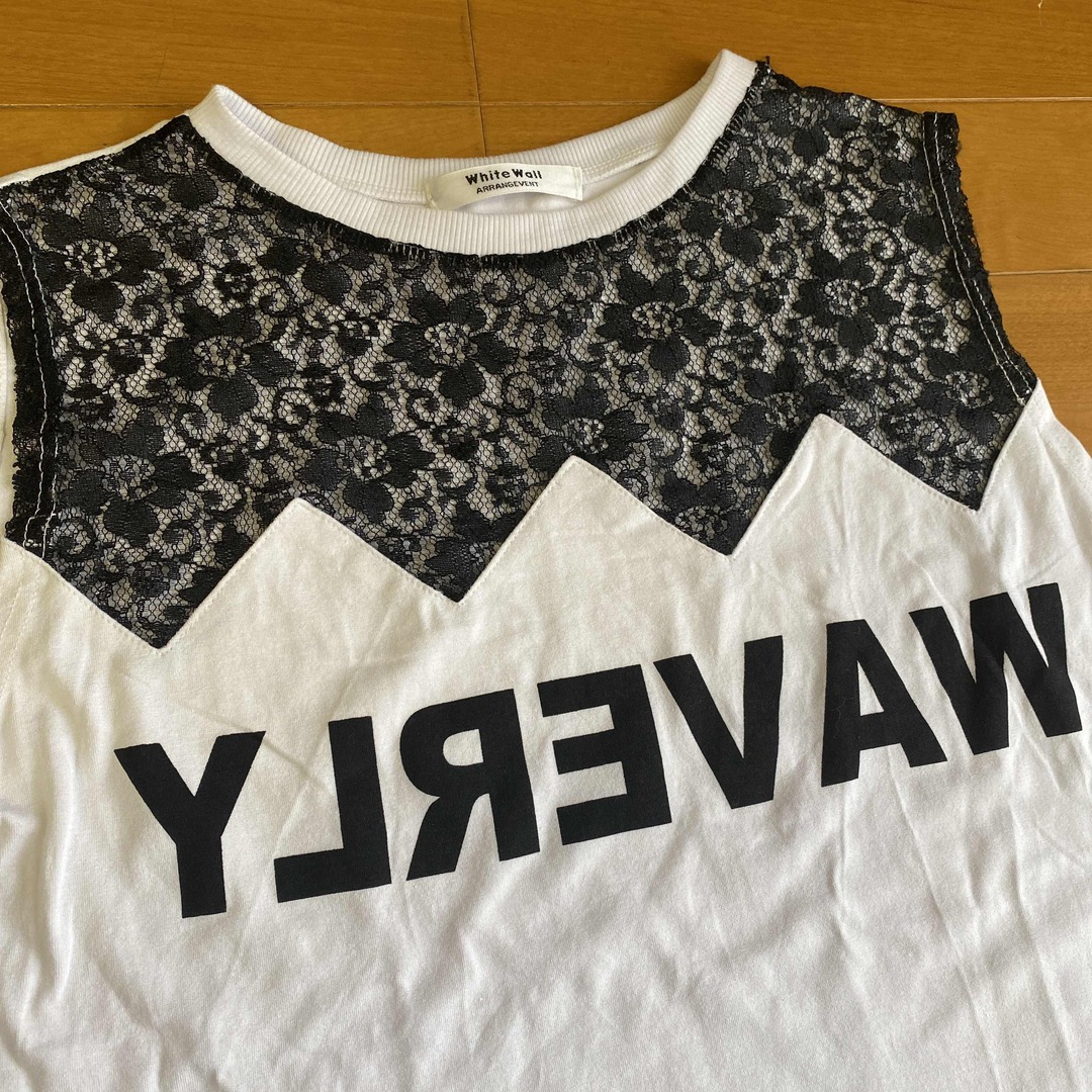 White Wall 白×黒レースTシャツ レディースのトップス(Tシャツ(半袖/袖なし))の商品写真