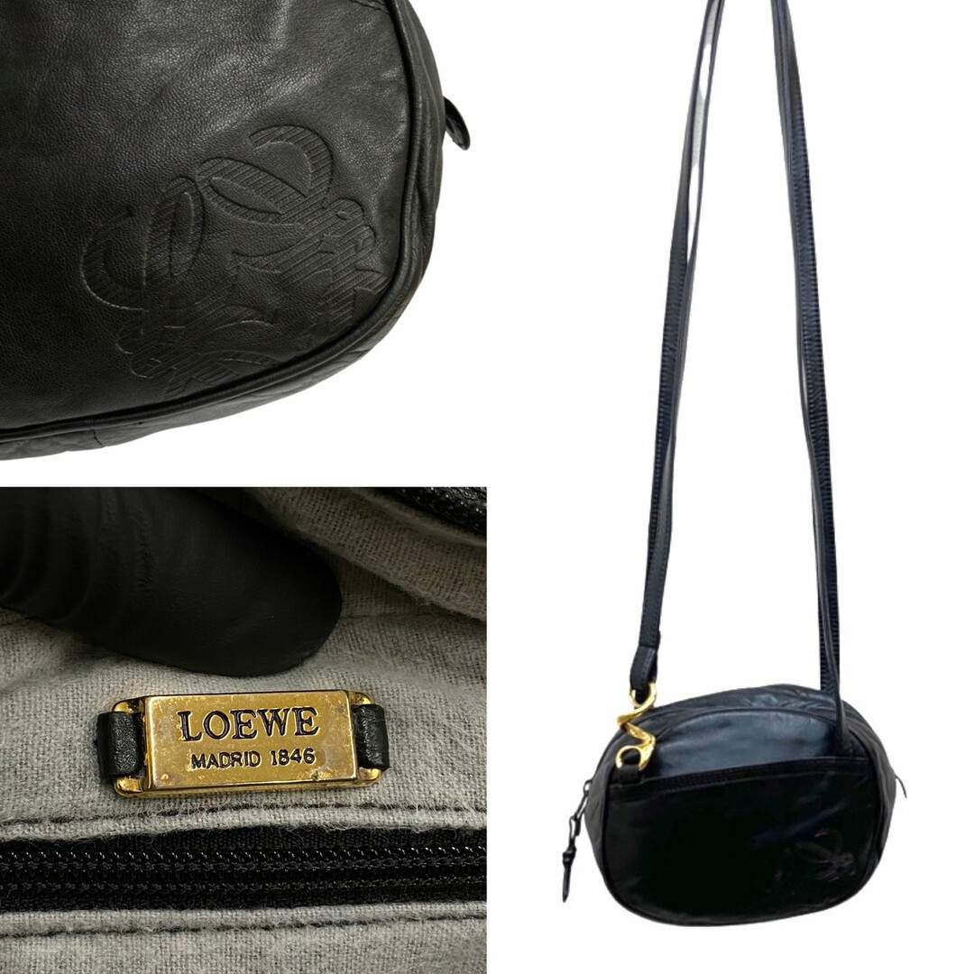 極 美品 希少品 LOEWE ロエベ アナグラム ロゴ ナッパレザー 本革 ミニ