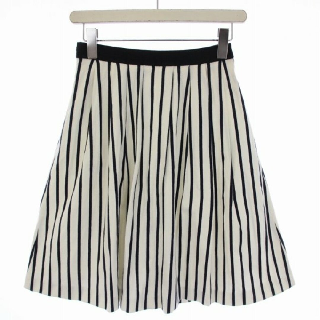 ANAYI(アナイ)のアナイ フレアスカート ひざ丈 ストライプ リネン 36 S 白 紺 レディースのスカート(ひざ丈スカート)の商品写真