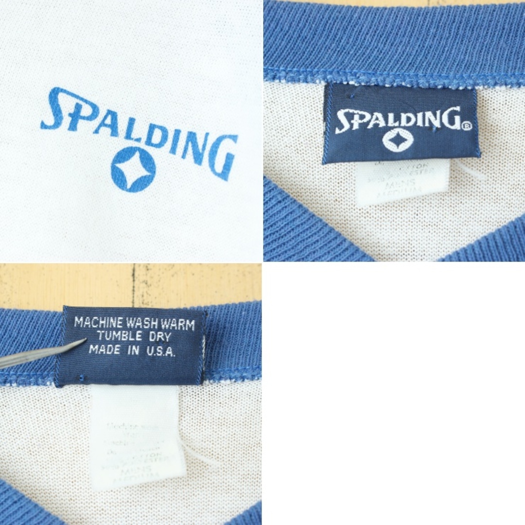 USA製 SPALDING プリント ラグランTシャツ 半袖 ホワイトM ss6
