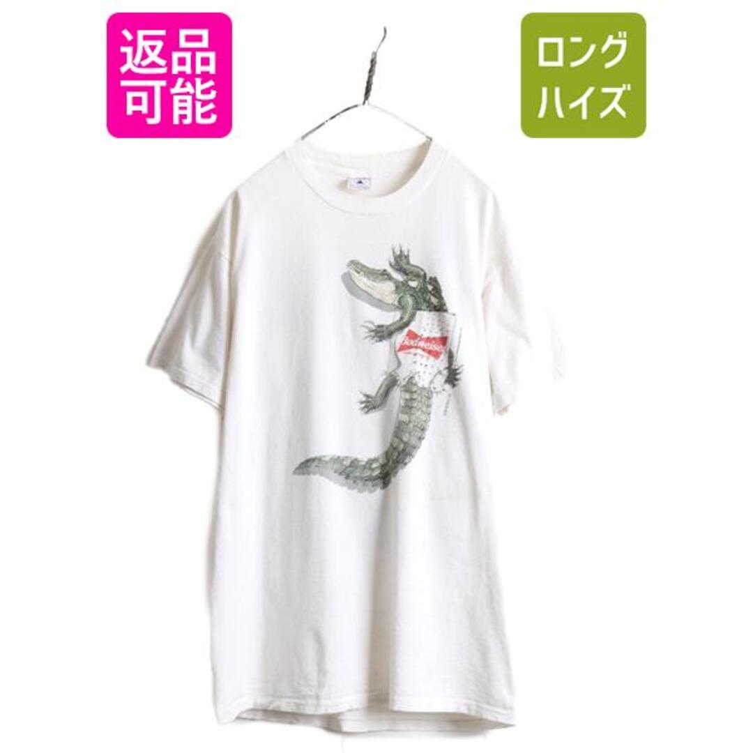 予約 90s バドワイザー カエル ワニ プリント Tシャツ L 企業 当時物
